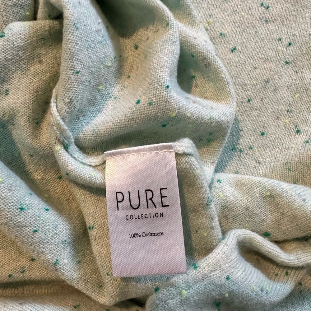 Mint speckled PURE COLLECTION sweater 100% cashmere beautiful scoop neck style - Picture 5 of 6
